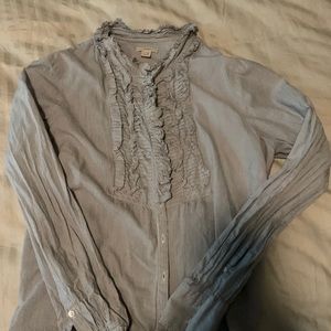 J. Crew ruffle neck tuxedo shirt